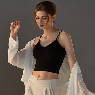 设计感百搭露脐打底衫 微领修身 新款 专柜多色细肩带吊带女2026夏季