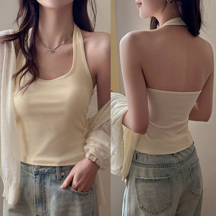 外穿上衣潮 挂脖式 性感辣妹吊带背心女2026新款 带胸垫美背内搭无袖