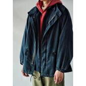 市井蓝染 手工古法植物染短版 M65Parka重工水洗做旧双染外套风衣