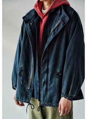 市井蓝染 手工古法植物染短版M65Parka重工水洗做旧双染外套风衣