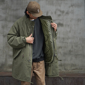 Indigohood经典 复古M65Parka鱼尾派克大衣宽松罩衫 风衣两件套大衣