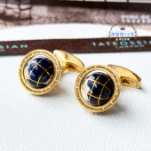 现货英国TateossianRT珐琅925银黄金地球仪男士 袖 扣商务生日礼物