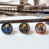 商务礼物 西装 现货英国TateossianRT圆形纤维镂空机械齿轮袖 扣男士