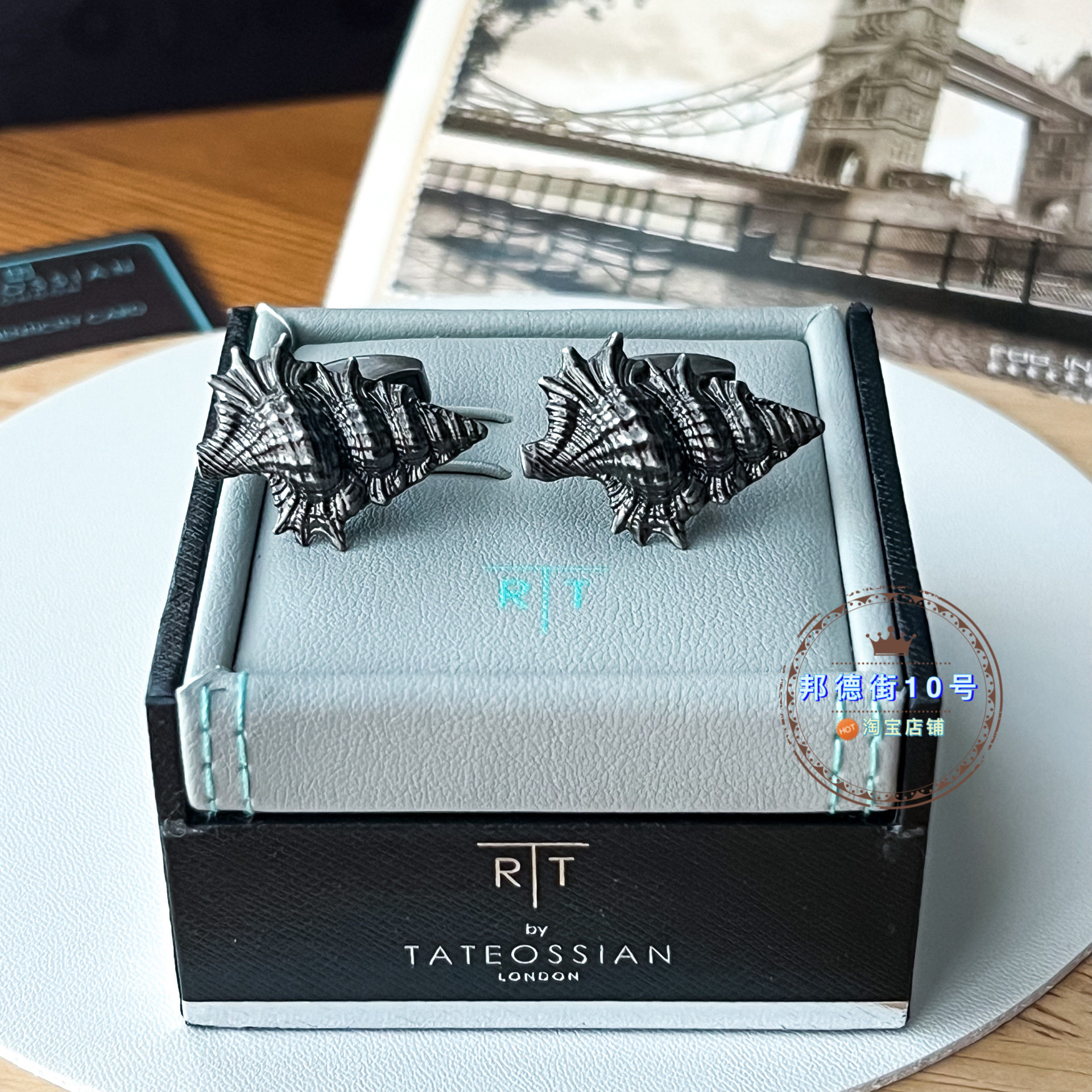现货英国TateossianRT限量海洋海螺贝壳袖扣男生西装商务生日礼物