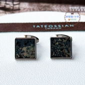 袖 现货英国TateossianRT墨绿皮革钛金属男西装 衬衫 扣商务生日礼物