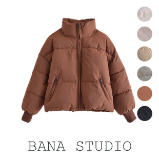 BANA西班牙外贸大码女装黑色高领短款面包服加厚棉衣棉袄棉服女冬