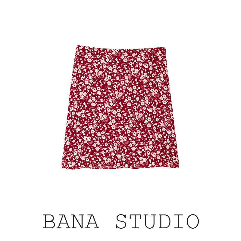 bana意大利外贸出口尾货大牌真品女装修身高腰碎花a字半身裙短裙