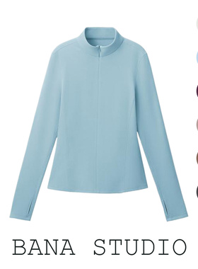 BANA日单外贸出口蓝色半拉链摇粒绒打底衫修身内搭外穿德绒上衣女
