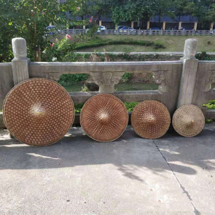 手工竹编老式农家斗笠尖头实用防雨防晒帽子大号家用商用表演道具