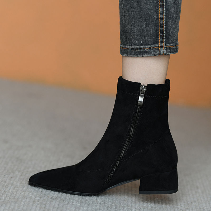 磨砂加绒面弹力瘦瘦靴