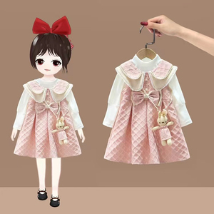 女童装时髦洋气连衣裙韩系套装儿童2023新款女宝宝春秋季裙子网红