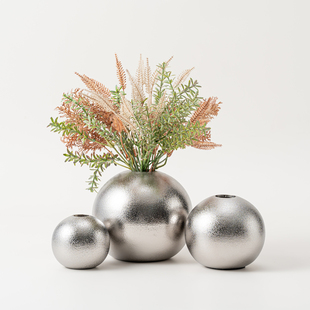 高级感婚礼圆球陶瓷花瓶摆件客厅插花玄关酒柜装 饰餐桌水培鲜花器