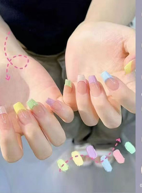 马卡龙色系甲油胶2025新款糖果色蓝色黄色粉色彩虹法式多巴胺美甲