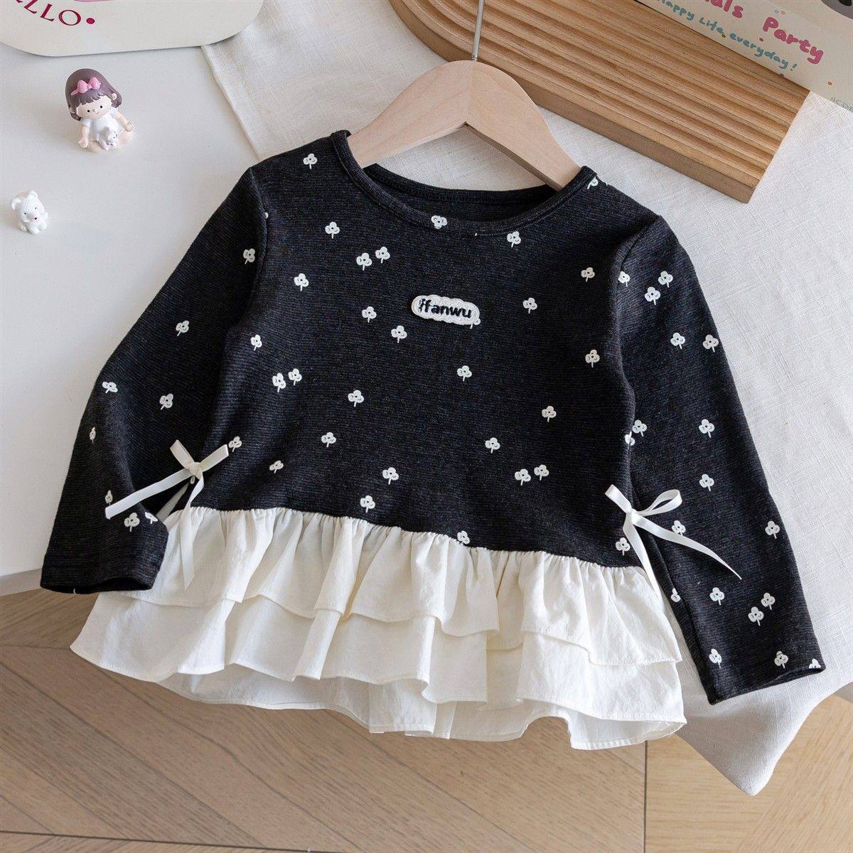 女童t恤春秋新款儿童甜美韩系内搭打底衫蝴蝶结宝宝蕾丝花边上衣,童装/婴儿装/亲子装,T恤,淘宝优惠券,粉丝福利购,淘宝优惠卷