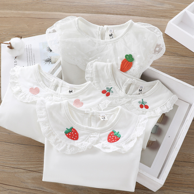 翻领公主长袖绣花打底衫工厂直销