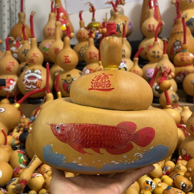 天然葫芦钱袋手把件墨刻葫芦摆件已封釉文玩葫芦挂件一物一图国潮