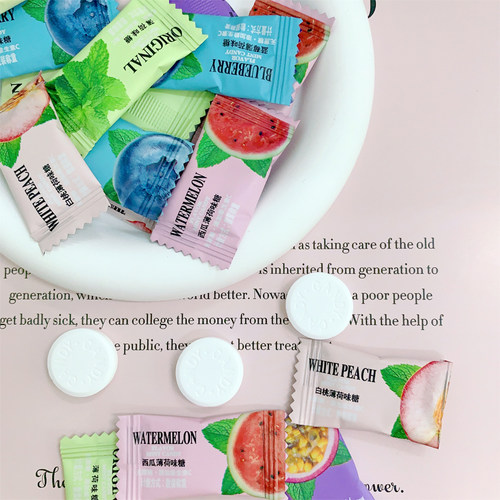 亲劲无糖薄荷糖商用批发独立小包装润喉糖口香糖接待糖果散装零食