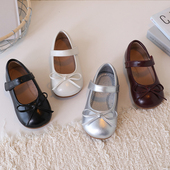 春秋季 软底浅口儿童鞋 蝴蝶结芭蕾黑色演出鞋 女童公主鞋 小女孩单鞋