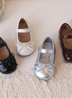 女童公主鞋春秋季软底浅口儿童鞋蝴蝶结芭蕾黑色演出鞋小女孩单鞋