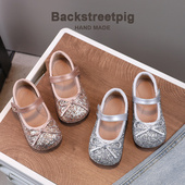 韩国女童鞋 浅口宝宝水晶演出童鞋 亮闪闪公主鞋 宴会搭配儿童小皮鞋