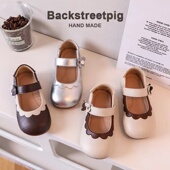 软底可爱防滑公主鞋 浅口春秋季 宝宝鞋 复古儿童皮鞋 花朵甜美女孩鞋