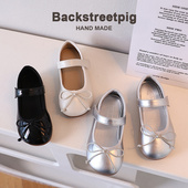 春秋季 银色公主鞋 蝴蝶结洋气宝宝鞋 女童皮鞋 百搭小女孩公主鞋 潮