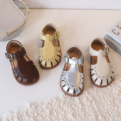 真皮儿童凉鞋夏季舒适镂空女童鞋罗马宝宝鞋舒适透气女孩沙滩凉鞋