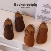 中小童鞋 2025春秋软底豆豆鞋 防滑百搭女孩鞋 女童勃肯鞋 真皮儿童鞋