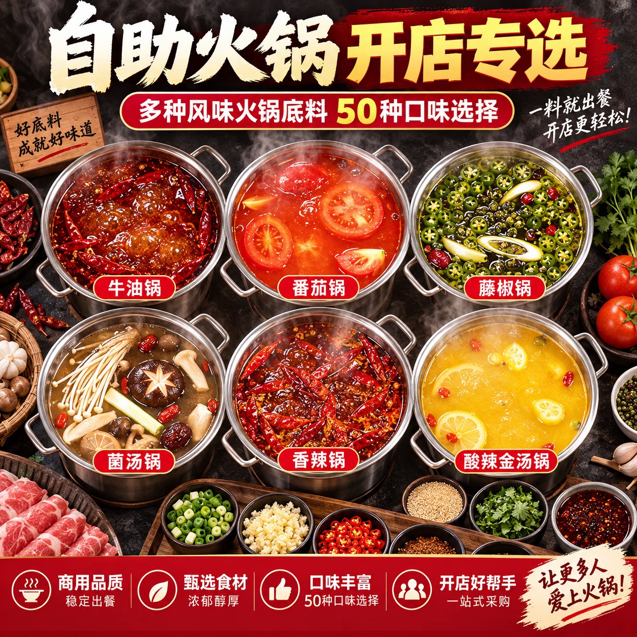 商用自助小火锅牛油火锅底料麻辣清油餐饮开店米线麻辣烫工厂批发