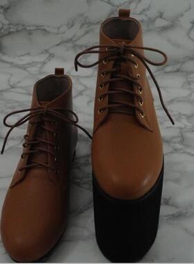 量身订做特殊脚残疾人高低脚矫正鞋左右脚长短脚补高鞋真皮定做