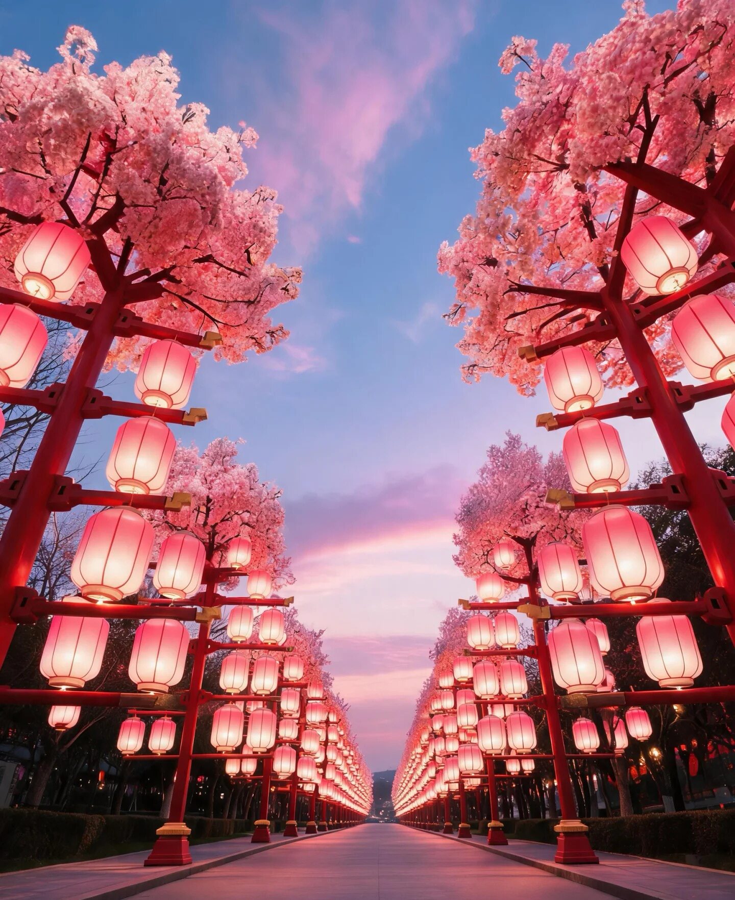 粉色浪漫中式景区竹艺餐厅吊灯笼