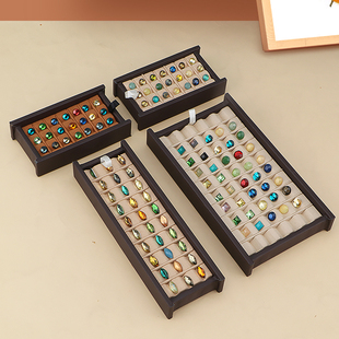 珠宝收纳盒戒面裸石盒宝石盒子三条V槽彩宝带盖裸钻盒钻石展示盒