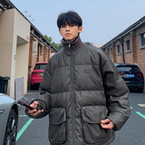 2023新款高品质PU皮棉衣港风罗文立领双口袋外套MY112-P165限228，男装棉衣，星座226-3