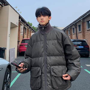 2023新款高品质PU皮棉衣港风罗文立领双口袋外套MY112-P165限228图片