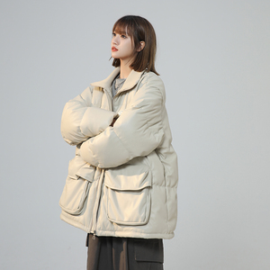 2023新款高品质PU皮棉衣中性罗文立领双口袋外套MY112-P165限238图片