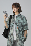 2024潮牌设计感夏季宽松大码短袖格子花衬衫男女226-3-D1116-P60，男装衬衫，星座226-3