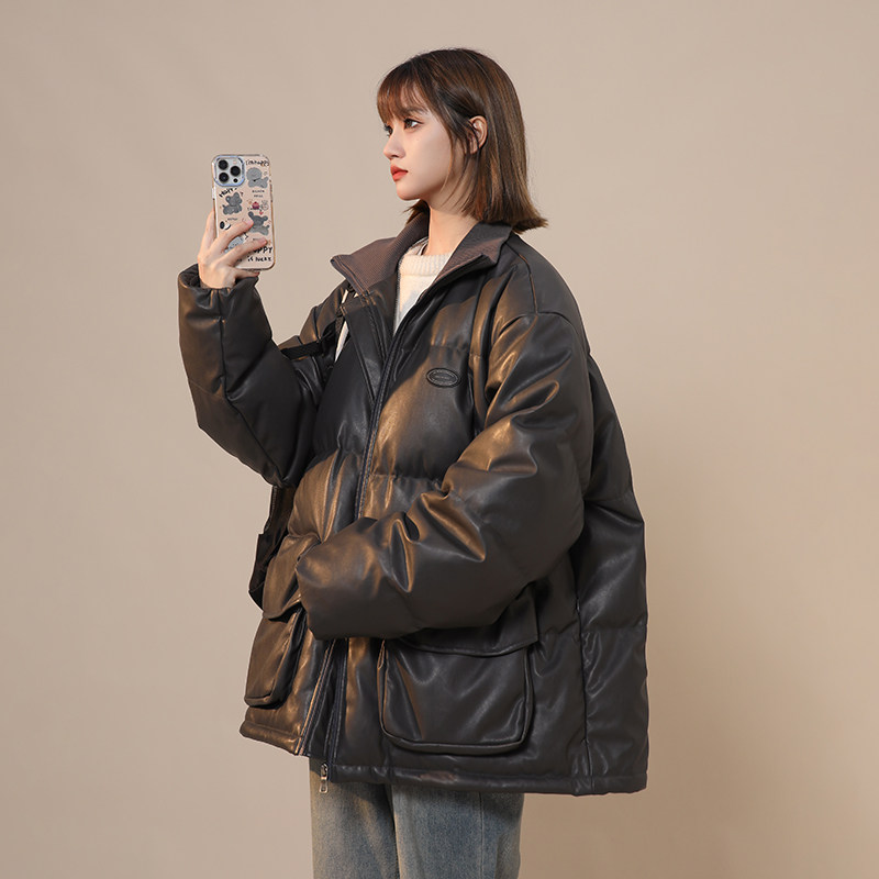2023新款高品质PU皮棉衣中性罗文立领双口袋外套MY112-P165限228,男装棉衣,星座226-3