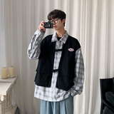 21男女同款宽松春季假两件马甲格子外套情侣上衣6209-P78-226-3，男装夹克，星座226-3