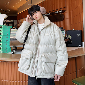 2023新款高品质PU皮棉衣港风罗文立领双口袋外套MY112-P165限228,男装棉衣,星座226-3