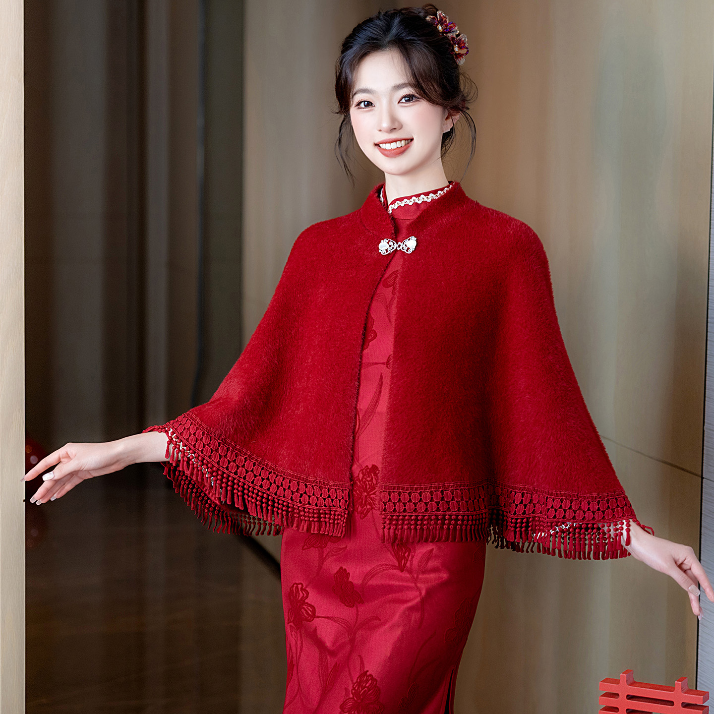 秋冬新娘毛披肩保暖斗篷