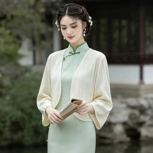 国风秋季配旗袍披肩礼服裙子外搭