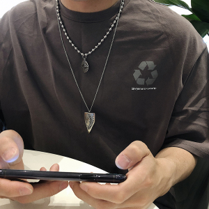 A353-X013-P20 网红 ins男女项链百搭学生饰品配件情侣吊坠二条装图片