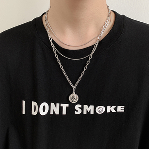 A353-X024-P18 日韩复古情侣项链百搭嘻哈硬币吊坠潮流男女配饰品,头饰,星座1308-1（原A353）