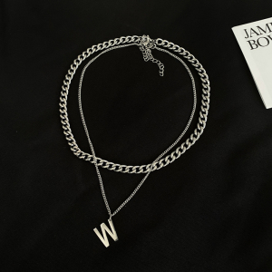 A353-X031-P18 日韩情侣双层钛钢复古项链简约个性潮流男女配饰图片