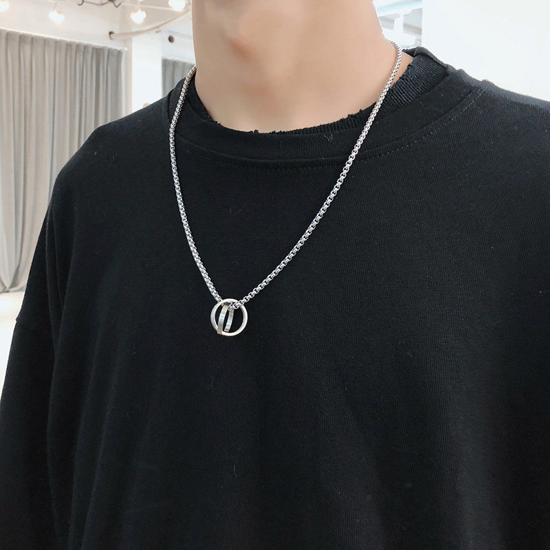 A353-X016-P30日韩双环吊坠百搭情侣项链男女服装配件,饰品头饰,星座1308-1（原A353）