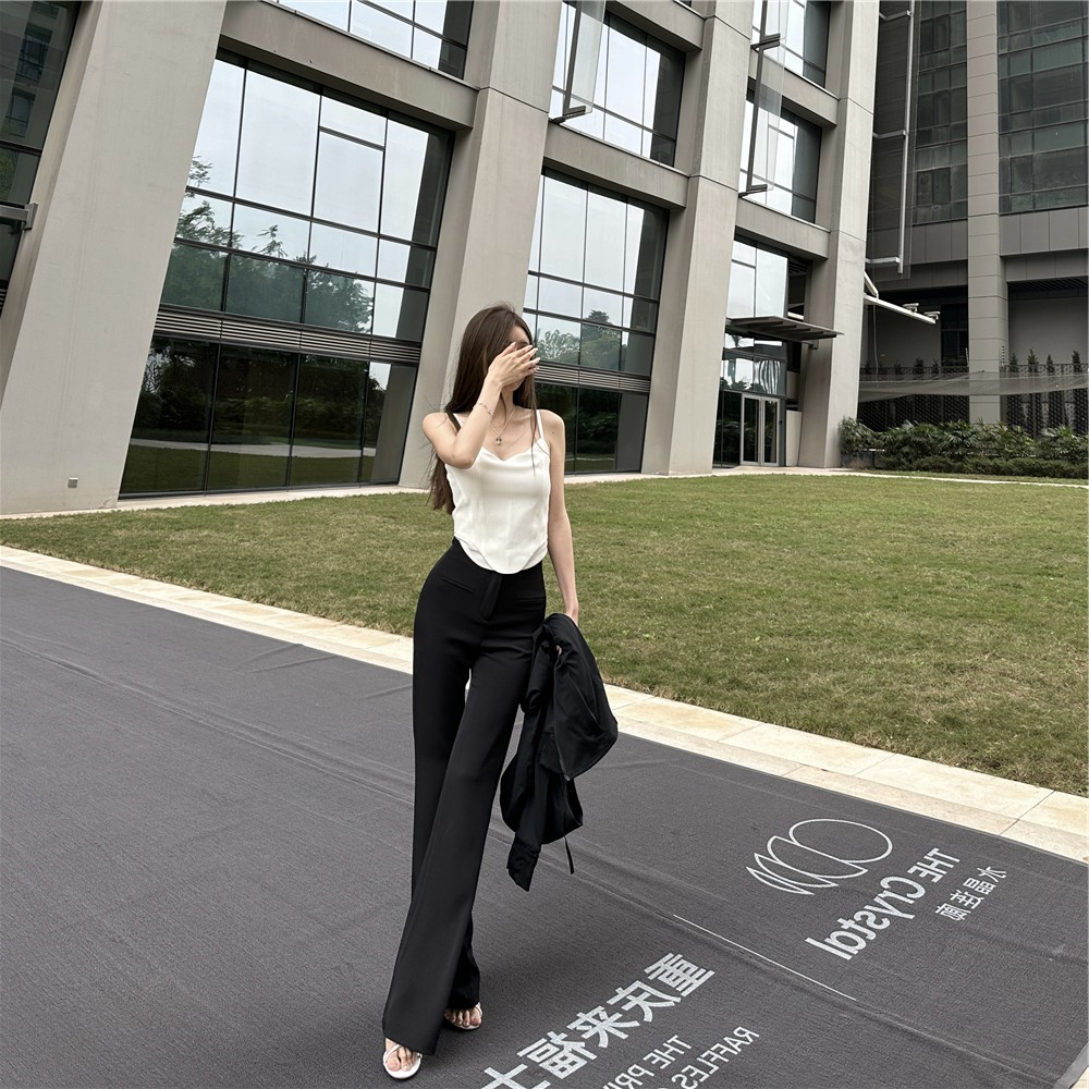 独特超好看裤子女款2025新款包臀黑色微喇裤女裤夏裤西装裤长裤