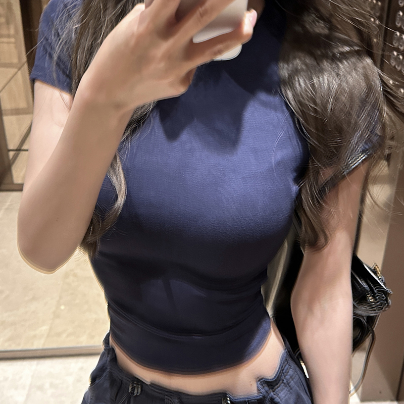 短袖辣妹风薄款弹力大体恤