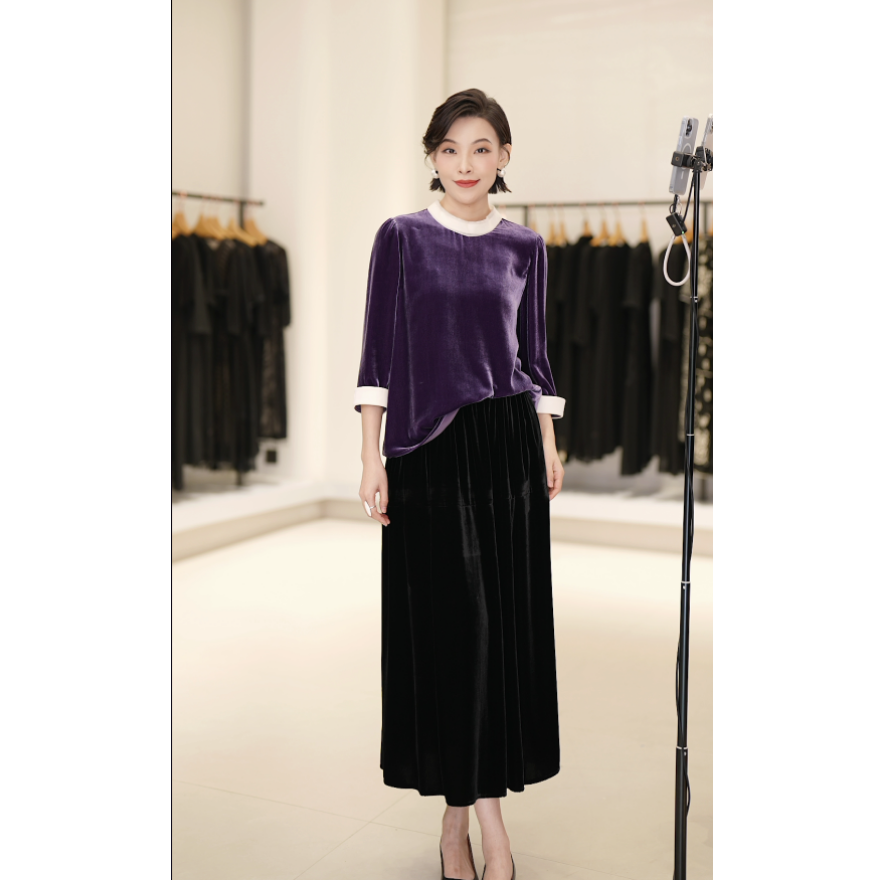 【希文优选】R5905百搭真丝半身裙