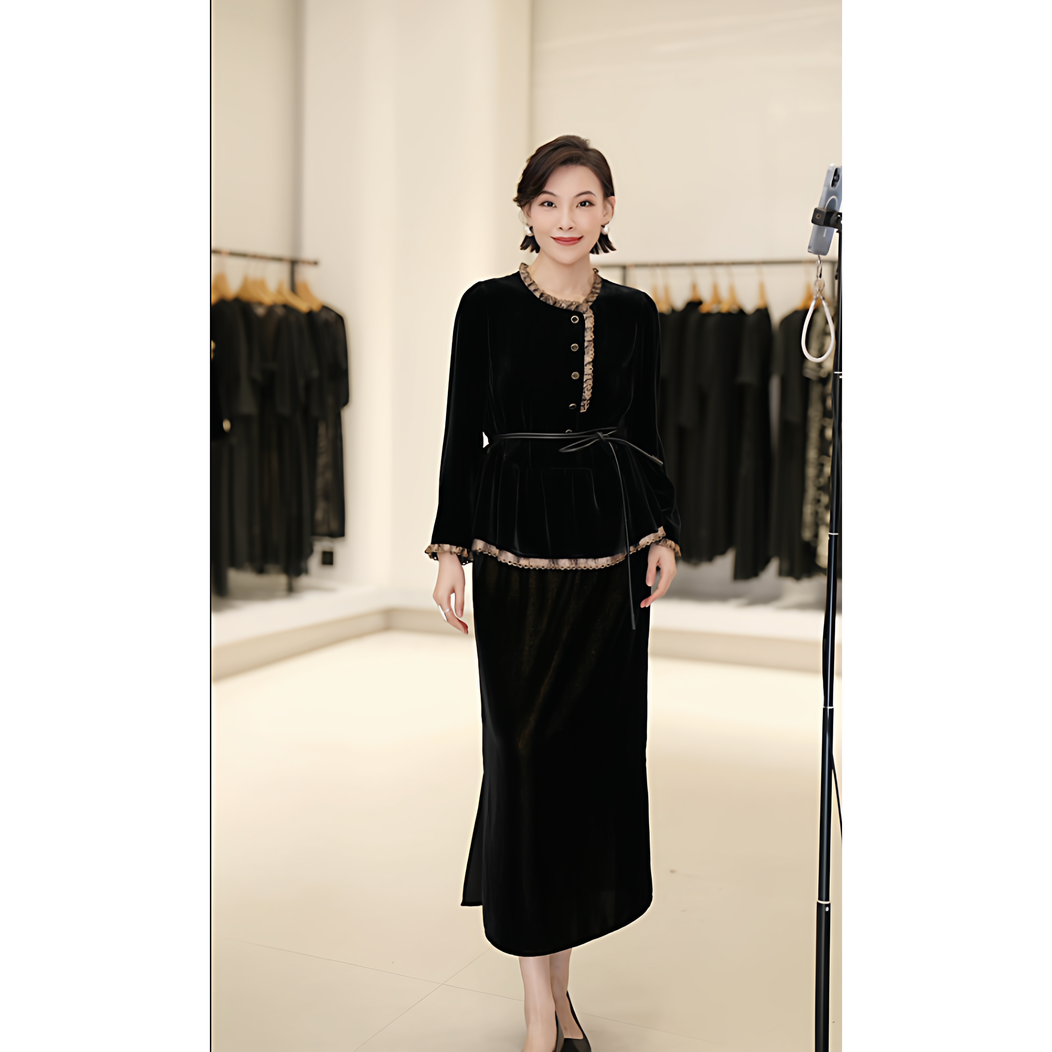 【希文优选】R9563轻奢真丝丝绒上衣女大牌复古宽松桑蚕丝衬衫