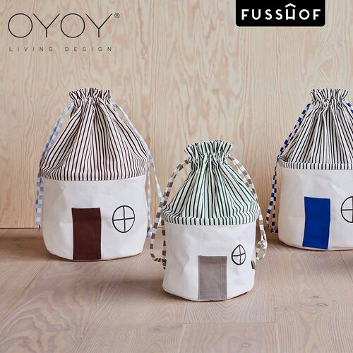 OYOY房子收纳袋纯棉储物玩具